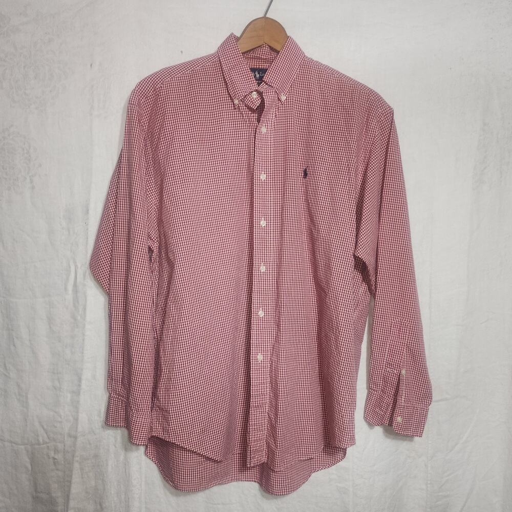 RALPH LAUREN MEN'S L blake red gingham shirt